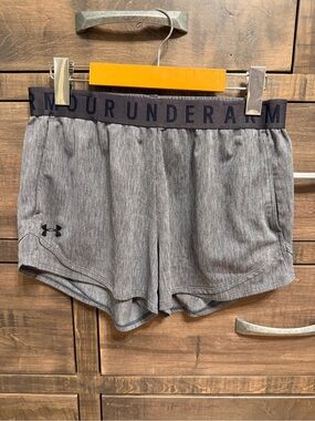 Under Armour Women’s Gray Heather Athletic Shorts with Branded Waistband
